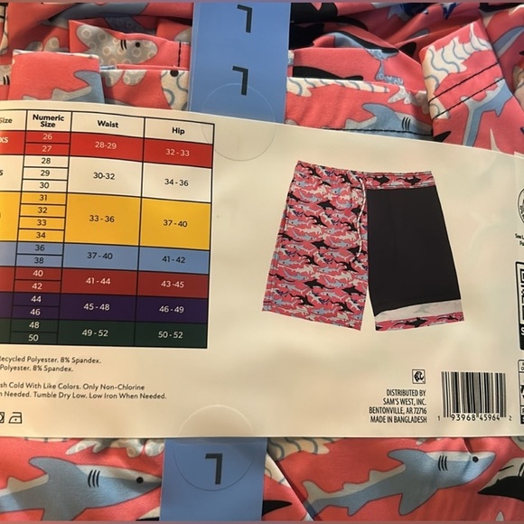 Men's Shark Pattern Board Shorts - Pink and Navy - Picture 6 of 8